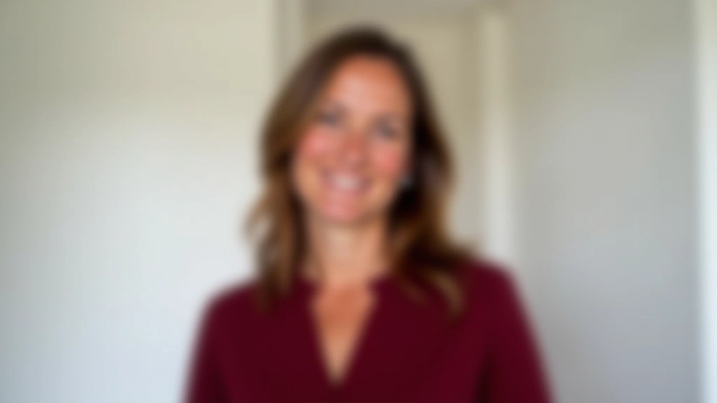 Žena s přátelským výrazem v teplých barvách, portrét od hrudníku